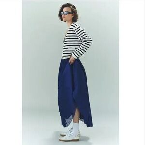 Hutch Deep Blue Pleated Tulle Midi Skirt Size S